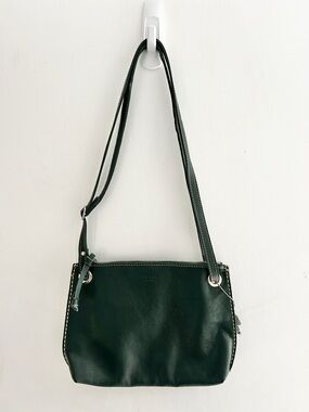ROOTS Edie Bag Cervino Leather Forrest Green Adjustable Strap Cross Body Purse